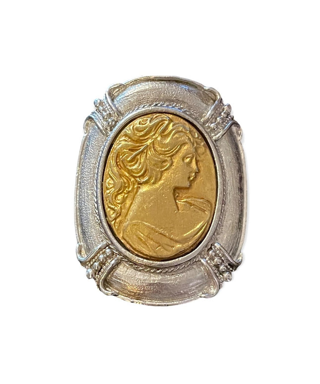 Averil Gold & silver tone metal Cameo LARGE brooch