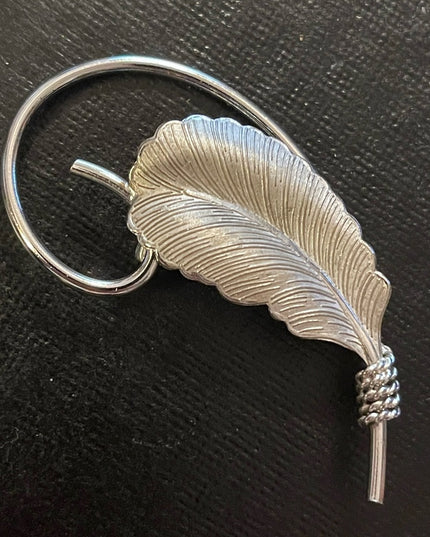 Vintage Sterling Silver Boyd Bond Leaf Brooch