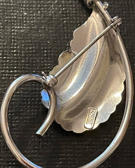 Vintage Sterling Silver Boyd Bond Leaf Brooch