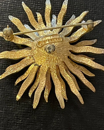 Vintage D orlan Brushed gold beautiful sunflower brooch flower