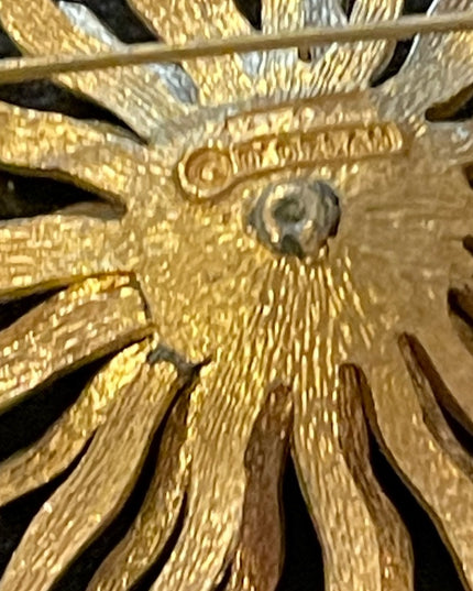 Vintage D orlan Brushed gold beautiful sunflower brooch flower