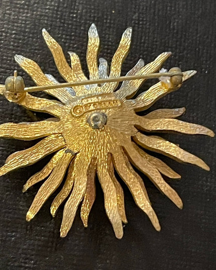 Vintage D orlan Brushed gold beautiful sunflower brooch flower