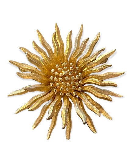 Vintage D orlan Brushed gold beautiful sunflower brooch flower