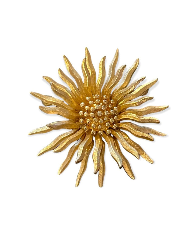 Vintage D orlan Brushed gold beautiful sunflower brooch flower