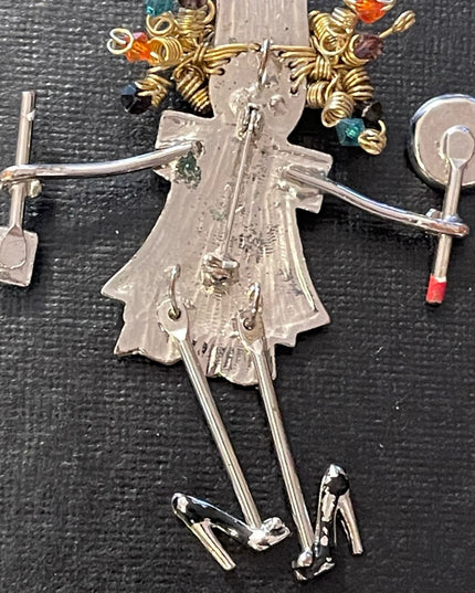 Fun girl cooking baking artesian style brooch Large