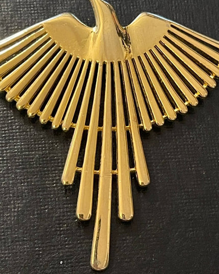 JJ Vintage eagle Phoenix Rising gold tone metal LG brooch