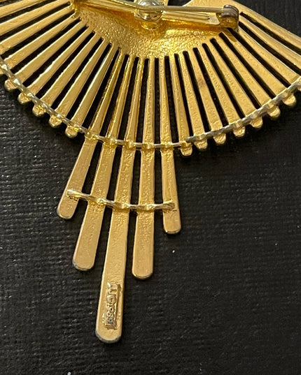 JJ Vintage eagle Phoenix Rising gold tone metal LG brooch