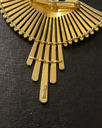 JJ Vintage eagle Phoenix Rising gold tone metal LG brooch