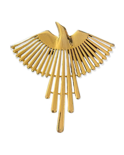 JJ Vintage eagle Phoenix Rising gold tone metal LG brooch