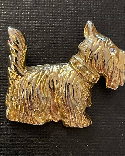 Vintage scottie dog gold tone brooch