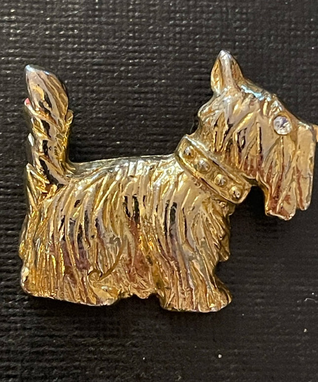 Vintage scottie dog gold tone brooch