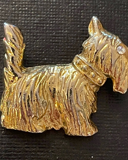 Vintage scottie dog gold tone brooch