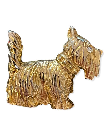 Vintage scottie dog gold tone brooch