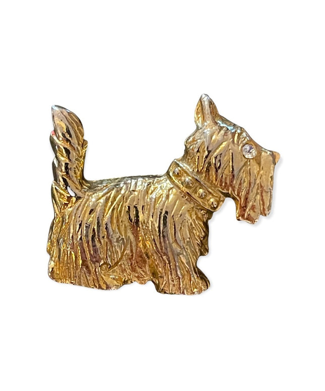 Vintage scottie dog gold tone brooch