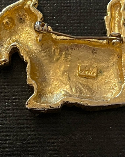 Vintage scottie dog gold tone brooch