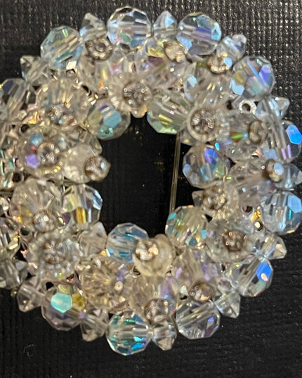 Vintage AB Crystal Round brooch