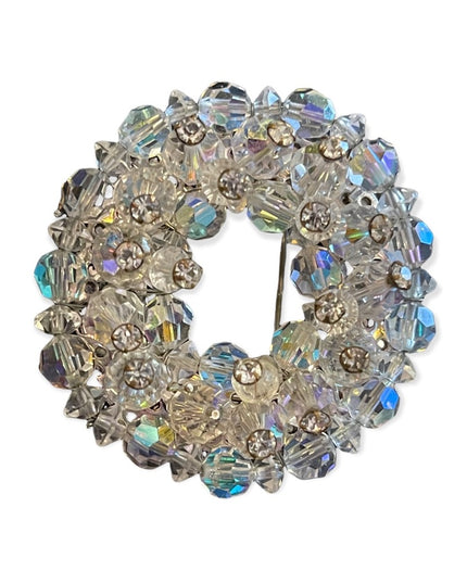 Vintage AB Crystal Round brooch
