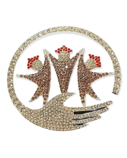 Large Vintage People Helping hands crystal rhinestone brooch