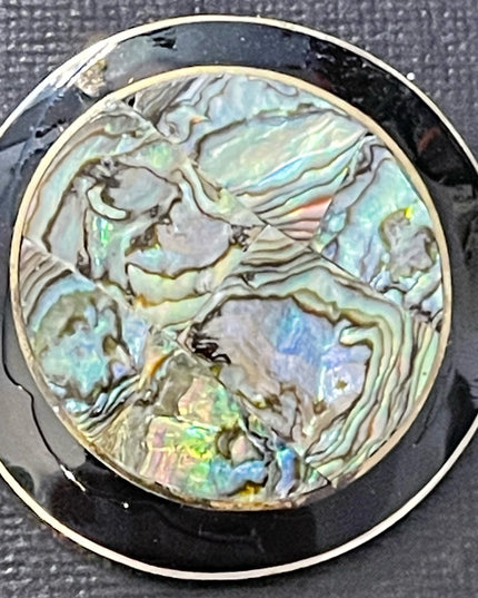 Vintage Alpaca silver Mexico round abalone brooch