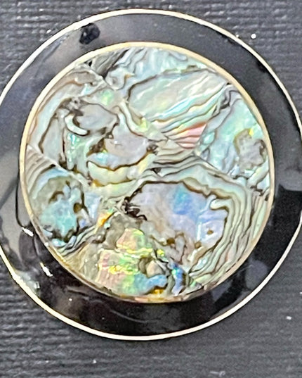 Vintage Alpaca silver Mexico round abalone brooch