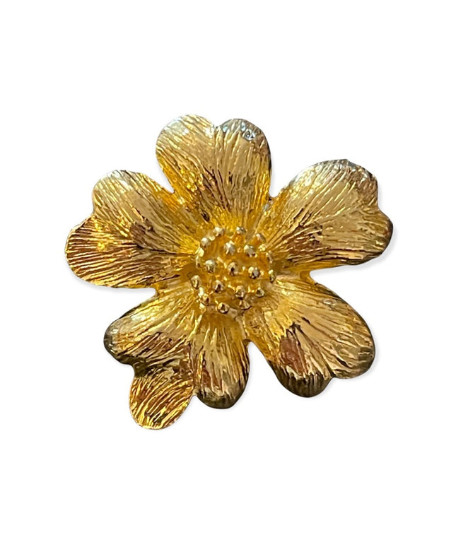 Vintage Fancy gold tone metal flower brooch