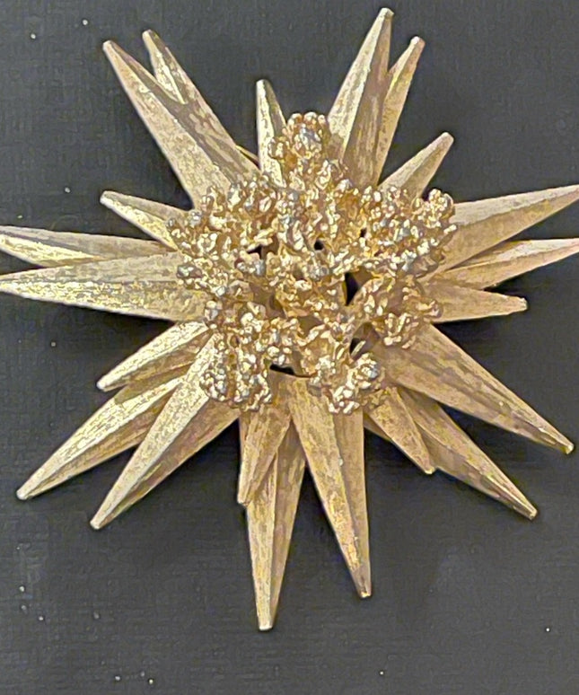 Vintage Marvella Brushed gold Starburst brooch