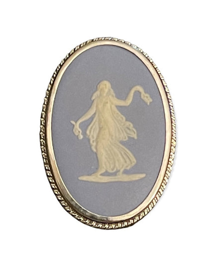 Vintage blue wedgewood jasperware silver lady cameo brooch or necklace pendant