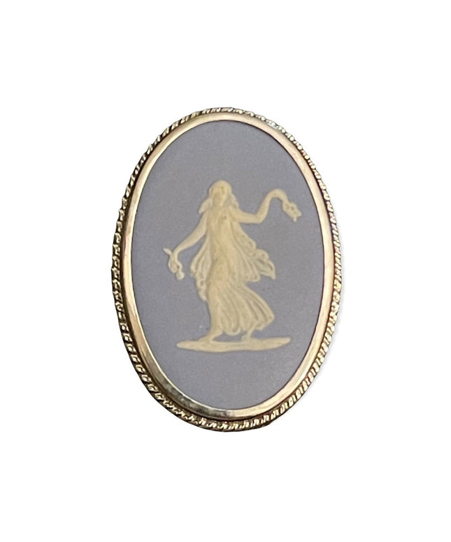 Vintage blue wedgewood jasperware silver lady cameo brooch or necklace pendant