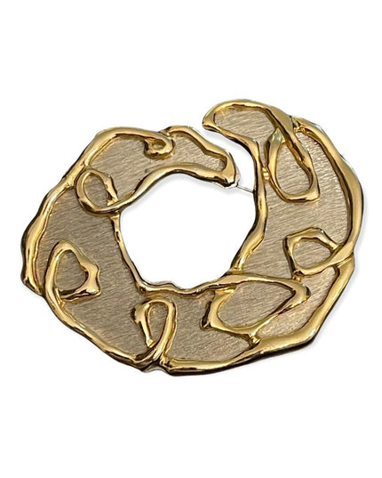 Vintage Parklane large Abstract Modernist Textured silver & gold brooch