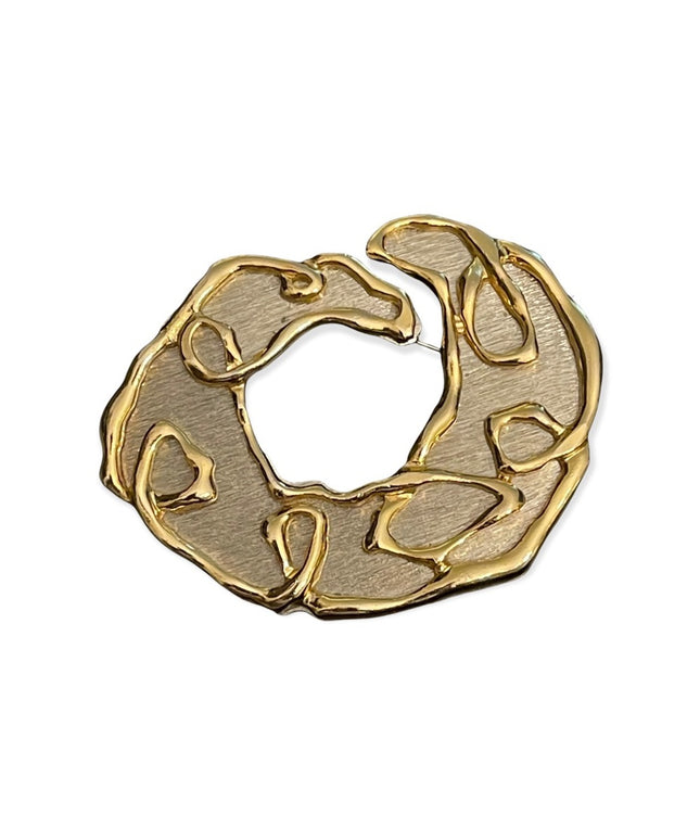 Vintage Parklane large Abstract Modernist Textured silver & gold brooch