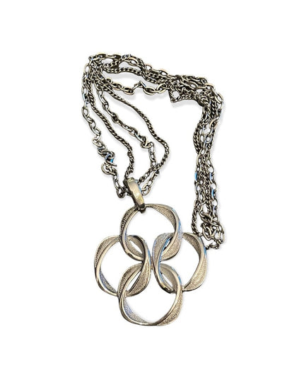 Vintage brushed silver infinate pendant 1970s necklace