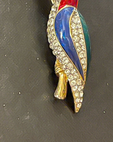 Vintage enameled rhinstone toucan brooch