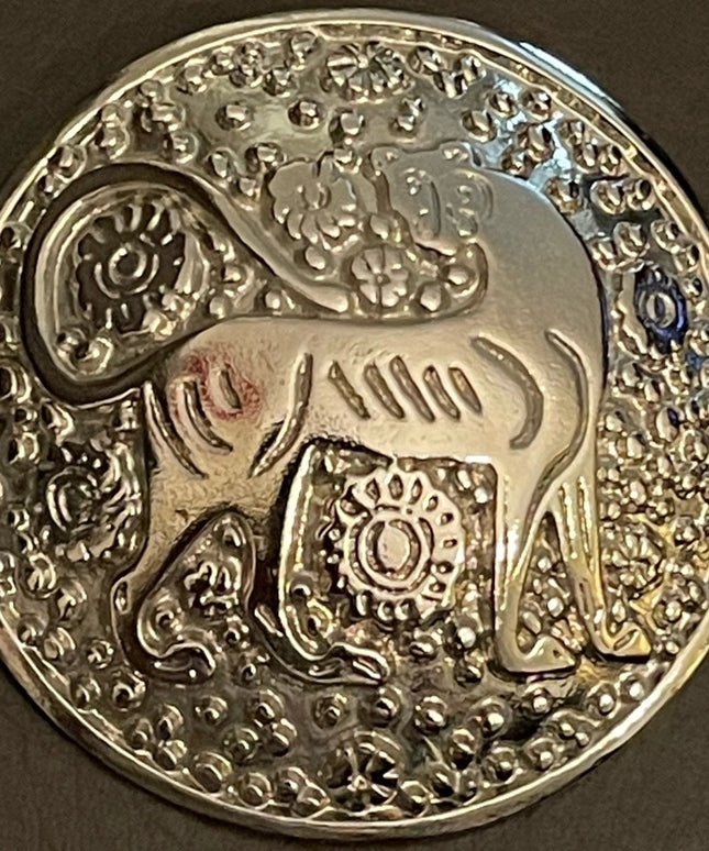 Round silver tiger vintage brooch