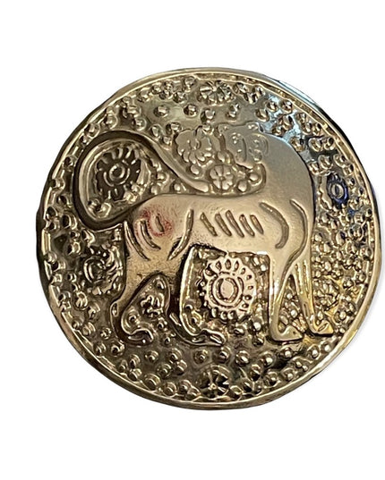 Round silver tiger vintage brooch