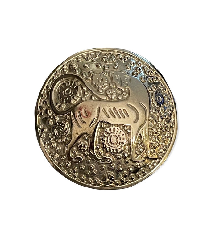 Round silver tiger vintage brooch