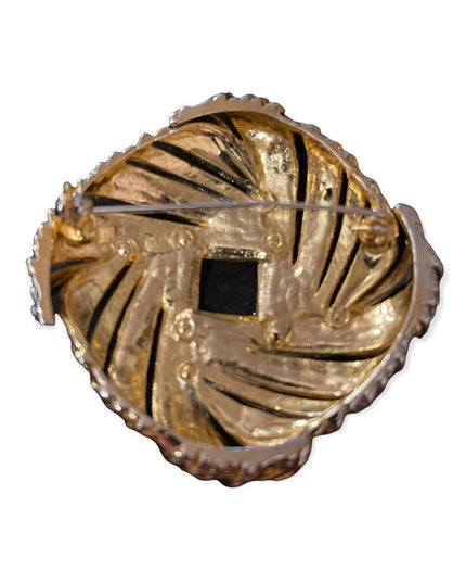 Beautiful heavy gold & silver square weave chunky brooch
