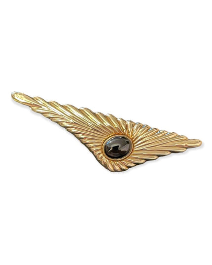Vintage 1980s Carla 14k gold overlay onyx brooch in orig box!