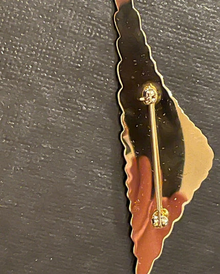 Vintage 1980s Carla 14k gold overlay onyx brooch in orig box!