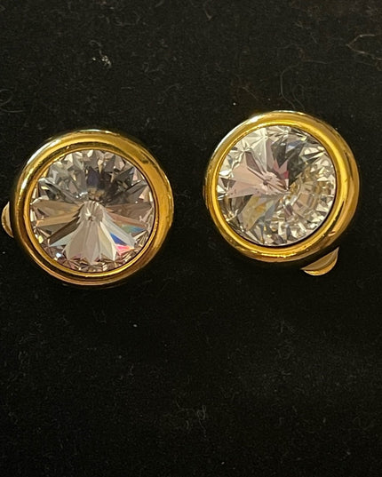 Beautiful chunky clear crystal clip on chunky earrings