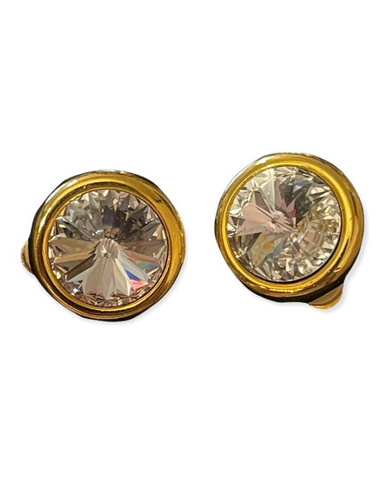 Beautiful chunky clear crystal clip on chunky earrings