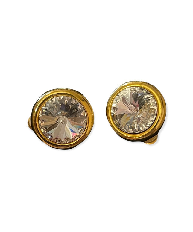 Beautiful chunky clear crystal clip on chunky earrings