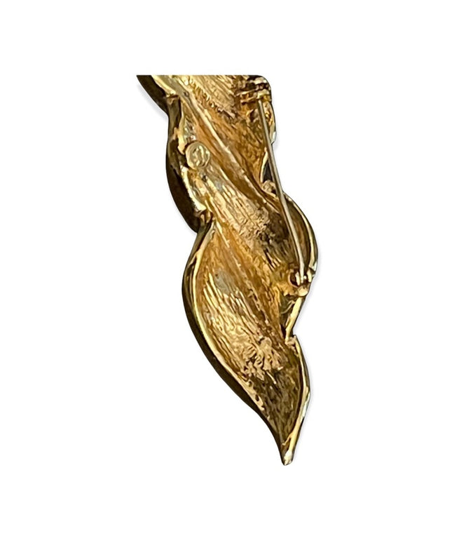 Gold twist crystal rhinestone bar style brooch