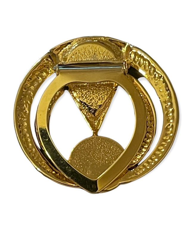 Magestic gold faux pearl round ornate scarf clip