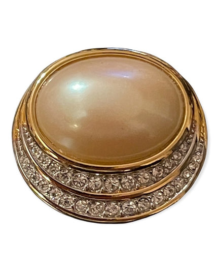 Faux pearl Gold rhinestone brooch