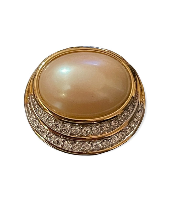Faux pearl Gold rhinestone brooch