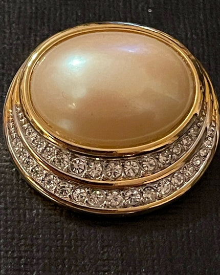 Faux pearl Gold rhinestone brooch