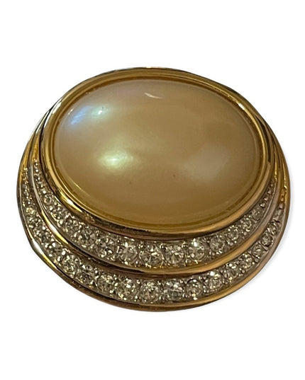 Faux pearl Gold rhinestone brooch