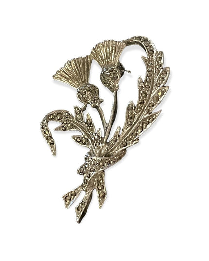 Marcasite silver thistle scottish brooch