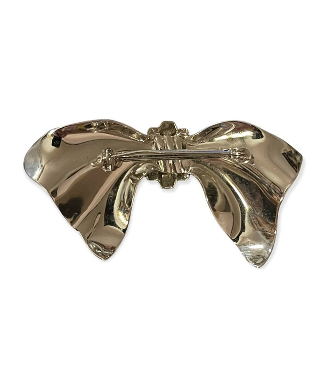 Beautiful Silver shiny bow brooch
