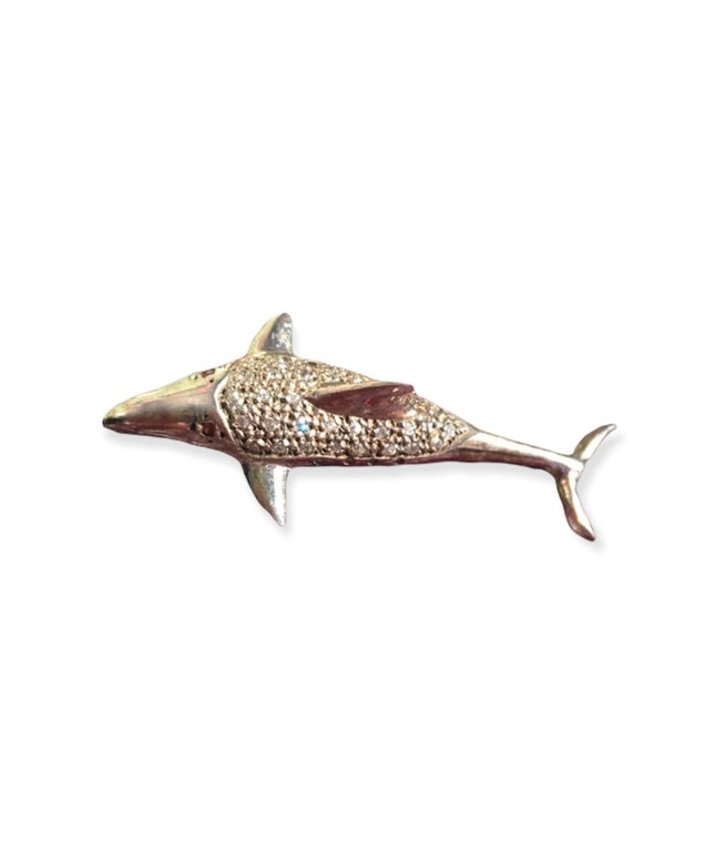 Vintage Sterling silver Fish Brooch marcasite
